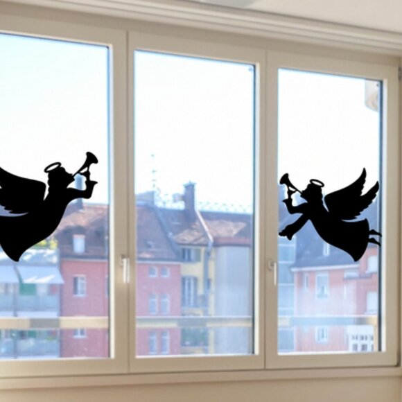 Christmas Angel Window Cling Decal silhouette Set:Reusable+ Durable - Picture 3 of 5